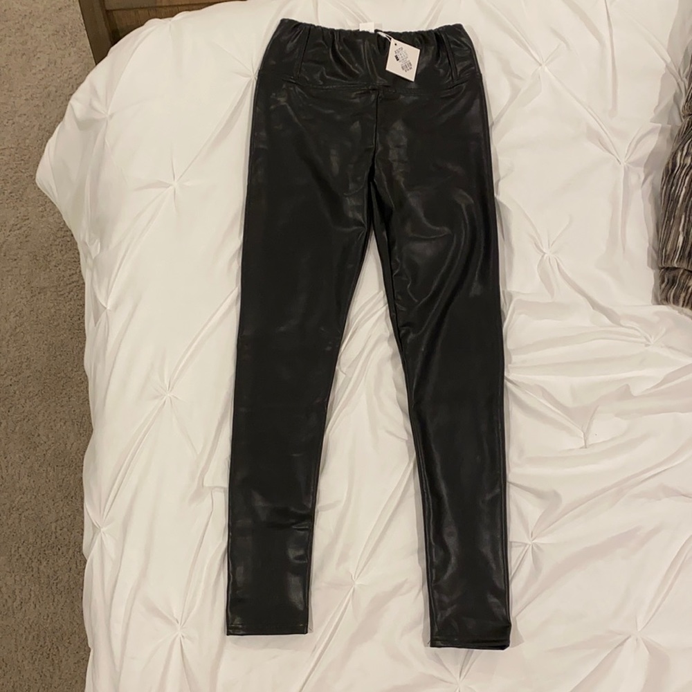 Revamped brand leather leggings